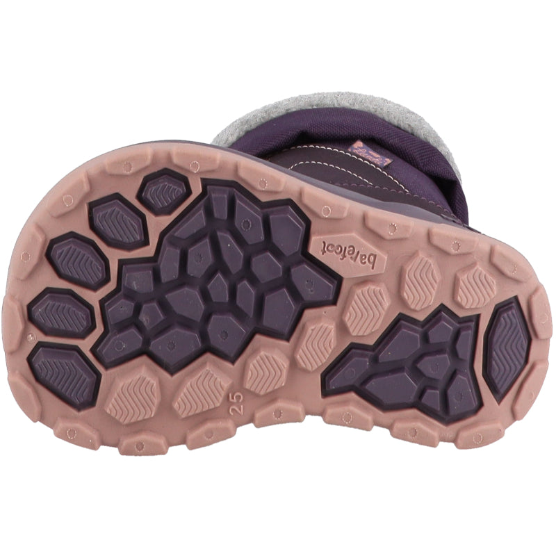 Lurchi Barefoot Joel Purple - wasserdicht, vegan, Canadian Boot-Style, Winterstiefel Kinder, Sohle