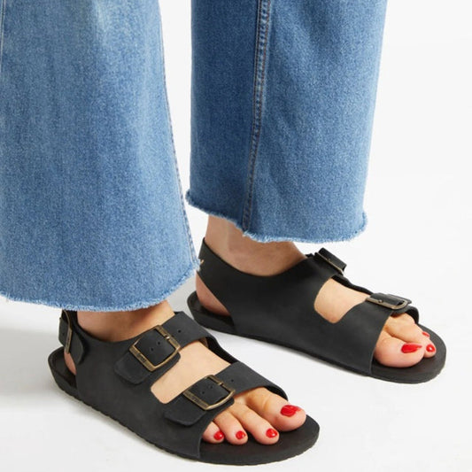 Minimalistische Leder-Sandale Freet Salcombe Black