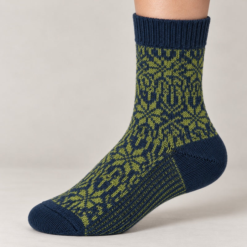 HIRSCH NATUR Norweger Socke mit Sternenmuster Jeans / Maigrün