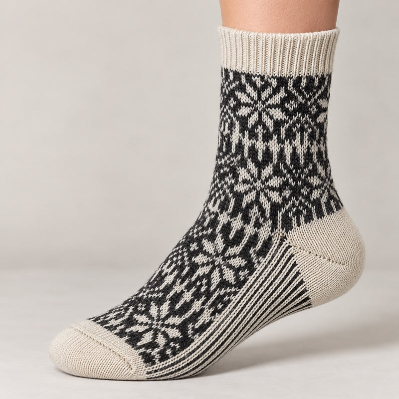 HIRSCH NATUR Norweger Socke mit Sternenmuster Natur / Braun