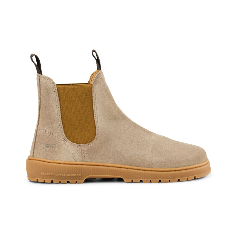 Koel Gavien Suede Taupe Chelsea Boot Barfußschuh