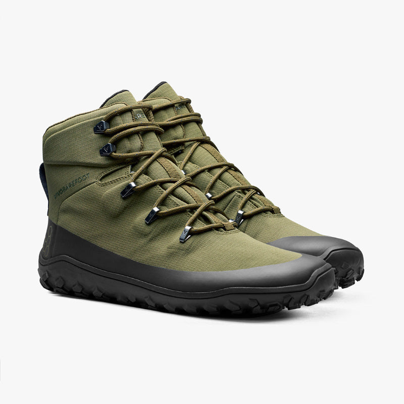Vivobarefoot Tracker Textile AT II Herren Dark Olive – veganer Barfuß-Wanderstiefel