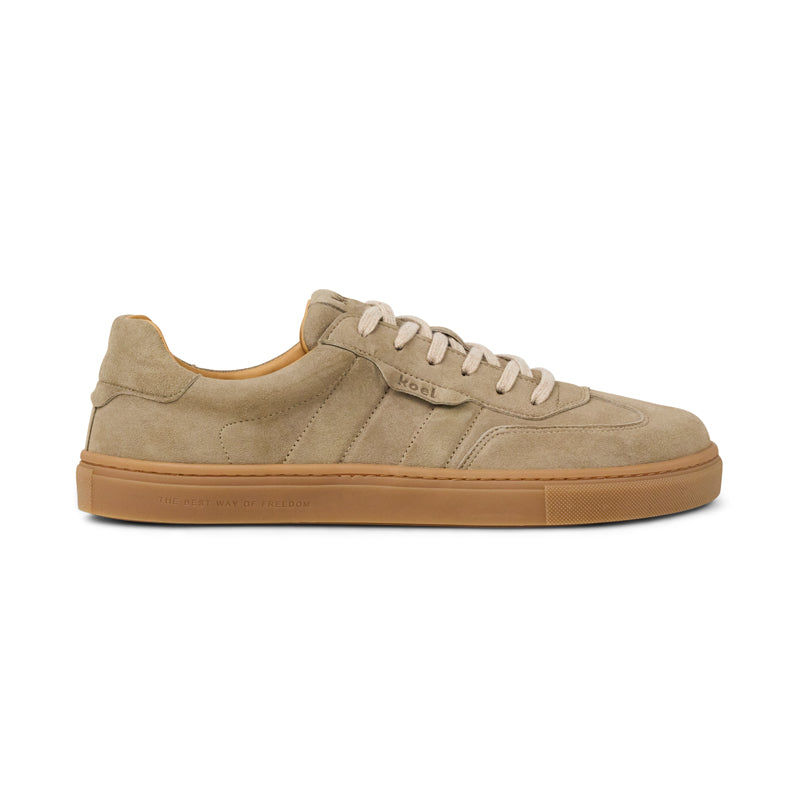 Koel Hugh Suede Taupe Barfuß-Sneaker aus Veloursleder