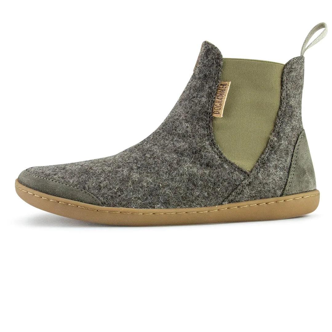 Doghammer Terrar Chelsea Wool Greyish Barfuß-Chelsea-Boot aus Woll-Loden