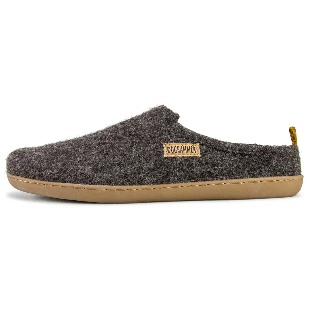 Doghammer Terrar Dahoam Wool Dark Brown Barfuß-Hausschuh aus Schafloden