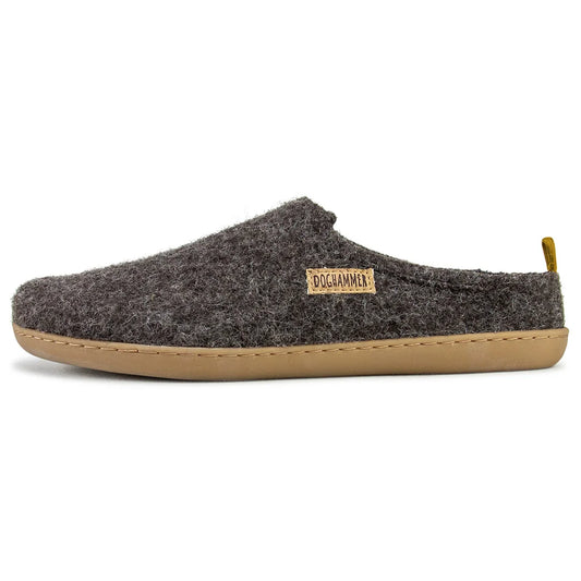 Doghammer Terrar Dahoam Wool Dark Brown Barfuß-Hausschuh aus Schafloden