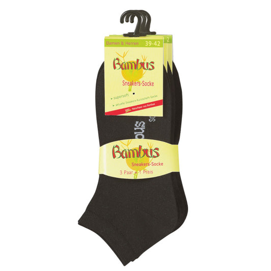 Bambus Sneaker Socken 3er Pack Schwarz