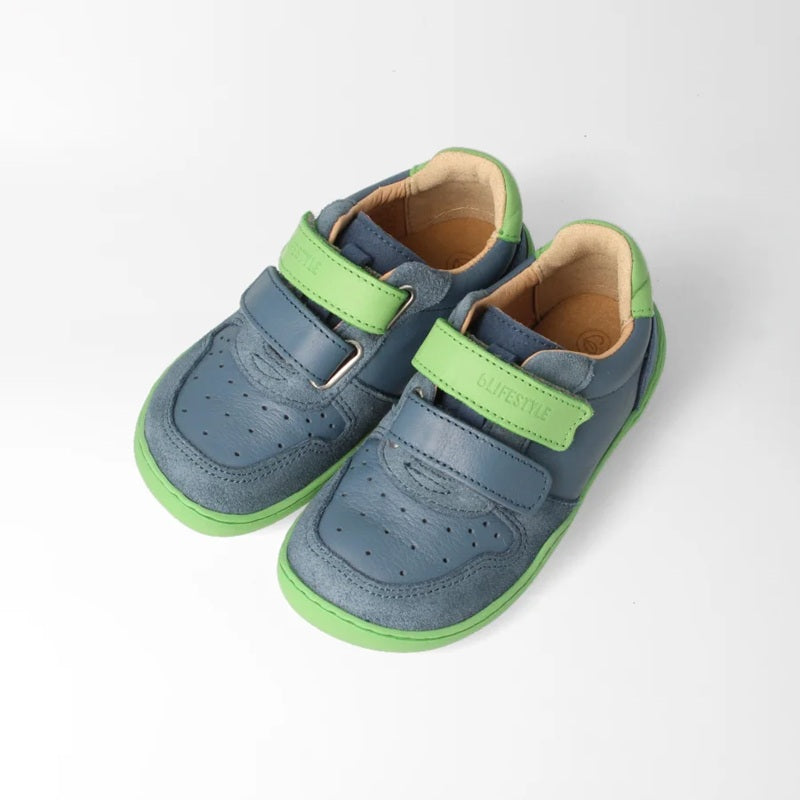 Leder-Barfußschuh für Kinder in Meerblau