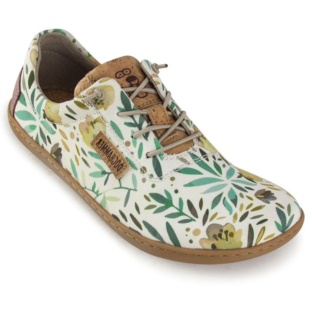 DOGHAMMER Terrar Textile Vegan Olive-Flower – veganer Barfußschuh