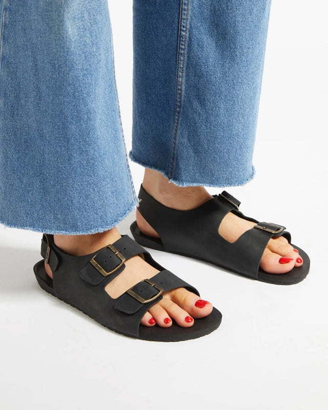 Minimalistische Leder-Sandale Freet Salcombe Black