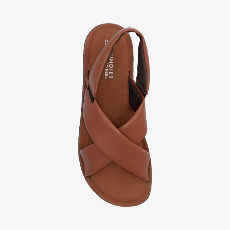 Slingback Sandale mit gekreuzten Riemen Caramel