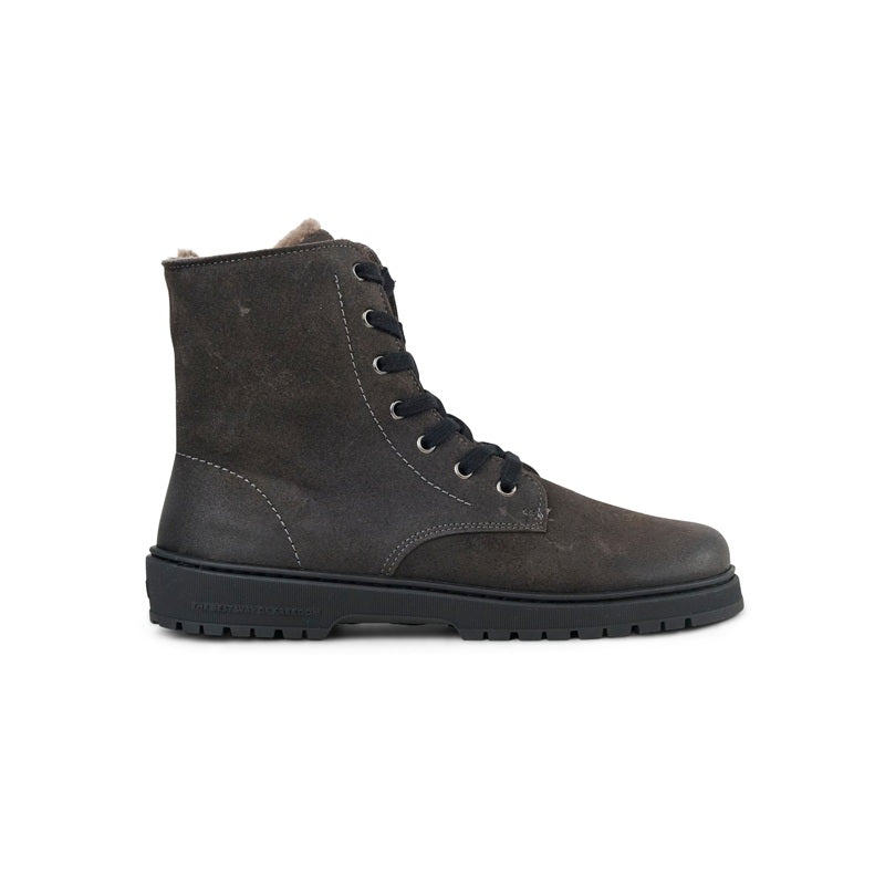 Warmer Barfußschuh aus geöltem Veloursleder