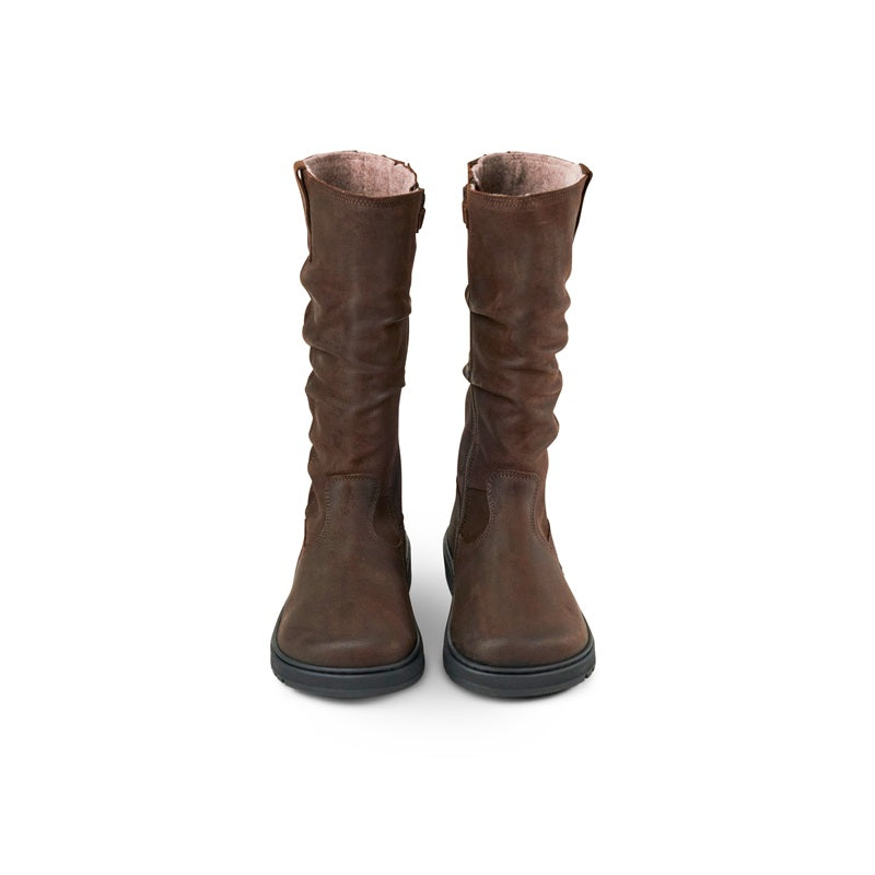 Warmer Barfußstiefel aus geöltem Veloursleder