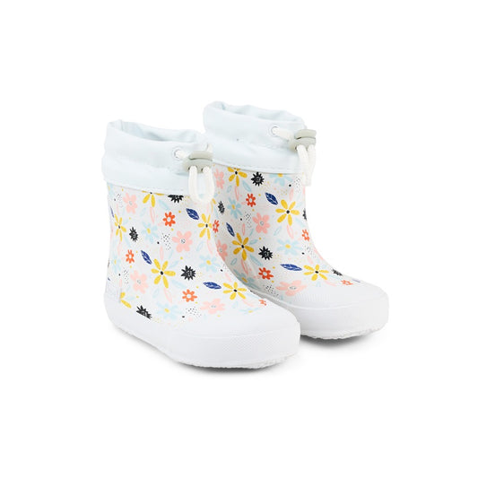 Koel Wibi Flowers White Barfuß-Gummistiefel für Kinder